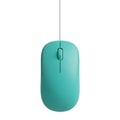 Teal wired computer mouse with scroll wheel on a white background wired mouse optical mouse Royalty Free Stock Photo