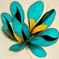 Teal and yellow abstract flower Illustration