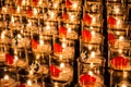 Tealights with poppies against the world war. Royalty Free Stock Photo