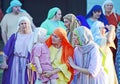 Team actors acting as Jewish women in Passion Jesus Christ play