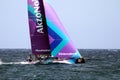Team AKZONOBEL in race after leave the port of Alicante. Royalty Free Stock Photo