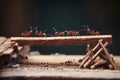 Team of ants work constructing bridge, teamwork AI generated Royalty Free Stock Photo