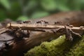 Team of ants work constructing bridge, teamwork AI generated