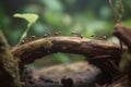 Team of ants work constructing bridge, teamwork AI generated