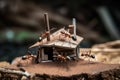 Team of ants work constructing house AI generated