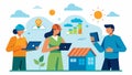 A team of architects utilizing weather data simulations to inform the choice of materials and insulation for a building