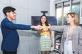 Team of Asian business meeting at workplace and Fist bump for synergy team Royalty Free Stock Photo