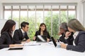 Team of asian business posing in meeting room. Working brainstor Royalty Free Stock Photo