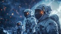 A team of astronauts on a mission to terraform a distant planet using advanced tools and equipment powered by 6G