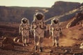 Retro Space Explorers on Martian Surface Royalty Free Stock Photo