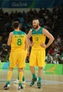 Team Australia in action during group A basketball match of the Rio 2016 Olympic Games against team USA