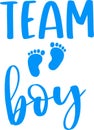 Team boy blue color gender reveal text image with svg vector template