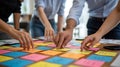 Team brainstorming with colorful sticky notes on table (16 Royalty Free Stock Photo