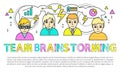 Team Brainstorming Poster Vector Illustration