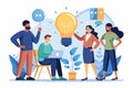 Team brainstorming session with diverse members generating creative ideas in a bright and collaborative environment Royalty Free Stock Photo