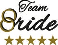 Team Bride with golden wedding rings