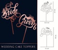 Team Bride and team Groom cake toppers for laser or milling cut. Royalty Free Stock Photo