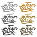 Team Bride text in silver and gold dust