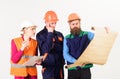 Team of builder, engineer, architect work on project. Royalty Free Stock Photo