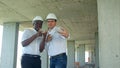 Team of builders happy smiling take selfie photo during meeting on construction site Royalty Free Stock Photo