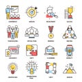 Team building business communication outline icons vector isolated together command teamworking