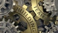 Team building concept - Gold and silver gear weel background illustration. 3d render. Close-up Royalty Free Stock Photo