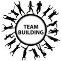 Team building concept with men and women silhouettes