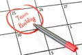 Team building date on calendar concept, 3D rendering