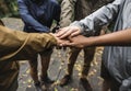 Team building with diverse hands Royalty Free Stock Photo