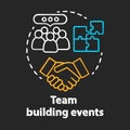 Team building event chalk concept icon. Corporate collaboration activities idea. Teamwork and successful partnership