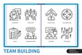 Team building infographics linear icons collection