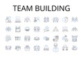 Team building line icons collection. Bonding exercises, Group activities, Collaborative events, Partnership development Royalty Free Stock Photo