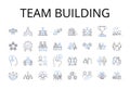 Team building line icons collection. Bonding exercises, Group activities, Collaborative events, Partnership development