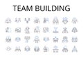 Team building line icons collection. Bonding exercises, Group activities, Collaborative events, Partnership development Royalty Free Stock Photo