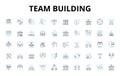 Team building linear icons set. Collaboration, Trust, Unity, Communication, Connection, Synergy, Bonding vector symbols Royalty Free Stock Photo