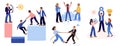 Team building office games. Icebreaker activity with employees. Tug-of-war and archery. Business playing. People in Royalty Free Stock Photo