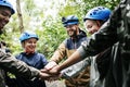 Team building outdoor in the forest Royalty Free Stock Photo