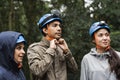 Team building outdoor in the forest Royalty Free Stock Photo