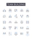 Team building line icons collection. Suppleness, Elasticity, Adaptability, Limberness, Malleability, Pliancy, Agility