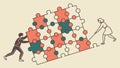 Team Building Puzzle Solution, Collaborative Problem Solving, vector design Generative AI Royalty Free Stock Photo