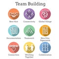 Team Building, Teamwork, and Connectivity Icon Set with Stick Figures and Intersections