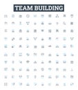 Team building vector line icons set. Collaborate, Networking, Engage, Unify, Interaction, Connect, Solidify illustration