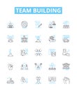 Team building vector line icons set. Collaborate, Networking, Engage, Unify, Interaction, Connect, Solidify illustration