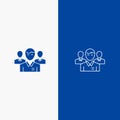 Team, Business, Ceo, Executive, Leader, Leadership, Person Line and Glyph Solid icon Blue banner Line and Glyph Solid icon Blue