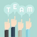 Team business hand with bubble quote conceptuals. Royalty Free Stock Photo