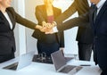 Team business join hands success for dealing,Team work to achieve goals,Hand coordination Royalty Free Stock Photo
