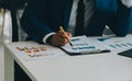 Team of business people working together in the meeting room office, teamwork background charts and graphs banner, double exposure Royalty Free Stock Photo