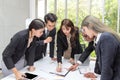 Team business working meeting room at the office. Three workers Royalty Free Stock Photo