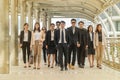 Team businessmen standing in modern cities.. concept about teamwork