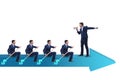 The team of businessmen in teamwork concept with boat Royalty Free Stock Photo